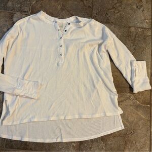Aerie White Waffle Knit Henley Top